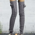 thumbnail image 2 of Chuancc Winter Leg Warmers Thigh High Socks Over Knee Footless Socks Knitted Long Boot Cuffs Topper Socks for Women Light Ashy One Size, 2 of 4