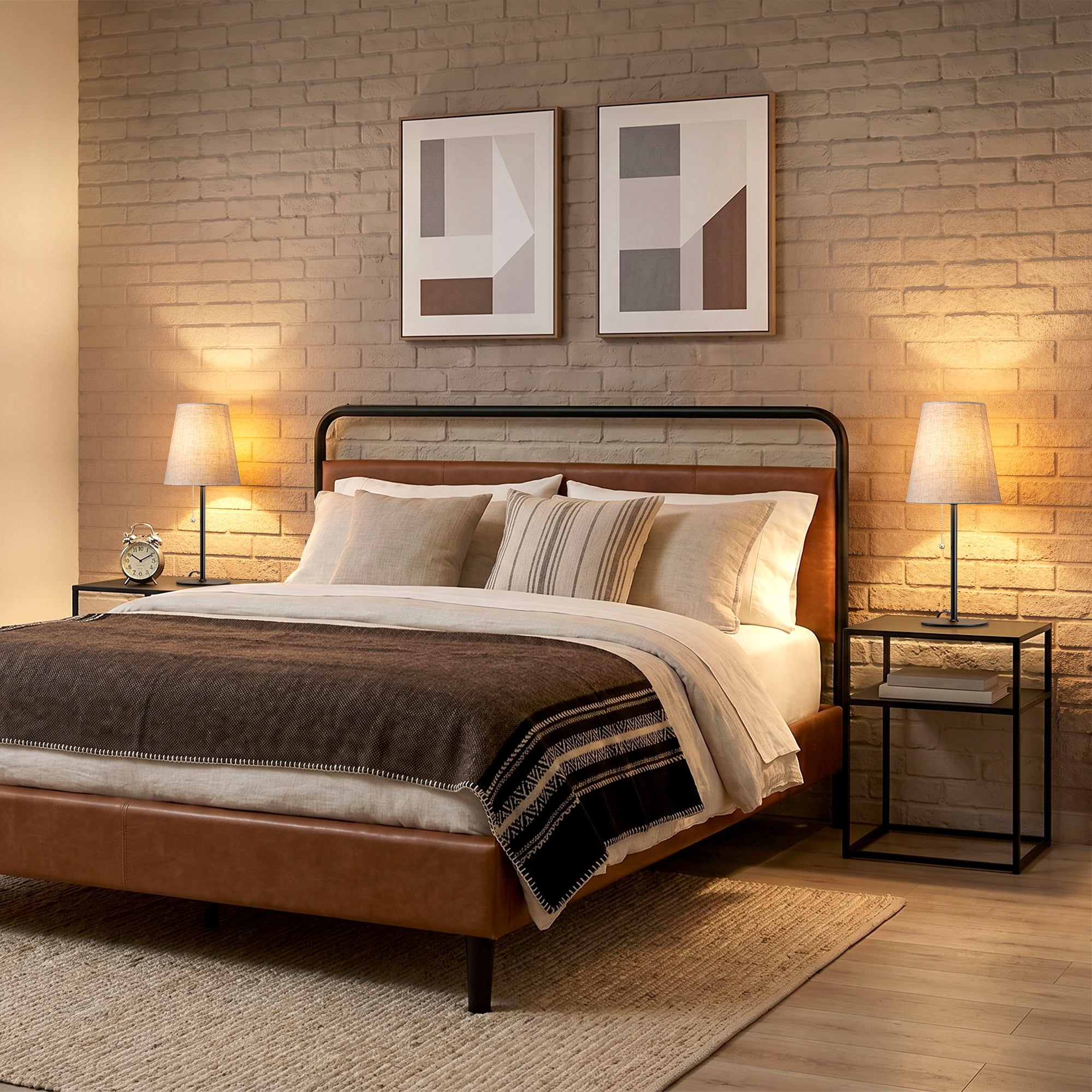 EDISHINE Table Lamps Set of 2 for Living Room Bedroom Pull Chain Switch