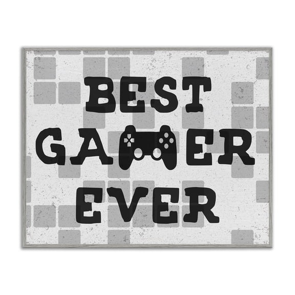 Stupell Industries Contemporary Best Gamer Every Patterned Gray Framed Giclee Art, 14 x 11, by Lil' Rue