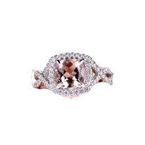 HeartsAndYou 3.5ct Natural Morganite Diamond Ring Twist Shank Halo 100% 14k SOLID White Gold