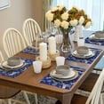 thumbnail image 6 of Placemats Set of 4 / 6, winter moose deer snowflakes blue Placemats for Dining Table Indoor/Outdoors Heat Resistant Washable Placemats 18" x 12", 6 of 8