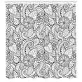 thumbnail image 3 of Ambesonne Ethnic Shower Curtain, Monochrome Doodle Flora, 69"Wx84"L, Black White, 3 of 3