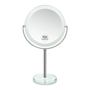 Snowflakes 1X / 15X Magnifying Makeup Mirror with Stand - 7 Inch Tabletop Vanity Mirror for Bathroom or Bedroom with 360° Rotation.