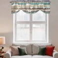 thumbnail image 2 of Tie Up Valance Curtain for Kitchen, Retro Blue Brown Wooden Plank Rod Pocket Short Curtains Adjustable Tie-Up Shade Valances, Farm Chicken Cow Pig Window Treatment for Bathroom Living Room Bedroom, 2 of 9