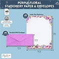 thumbnail image 2 of Pipilo Press Purple Watercolor Floral Stationery Paper and Envelopes Set (8.5 x 11 In, 48 Pack) - Stationary Letter and Envelopes, 2 of 8
