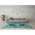 thumbnail image 3 of Ahgly Company Indoor Rectangle Medallion Light Blue Traditional Area Rugs, 8' x 12', 3 of 4