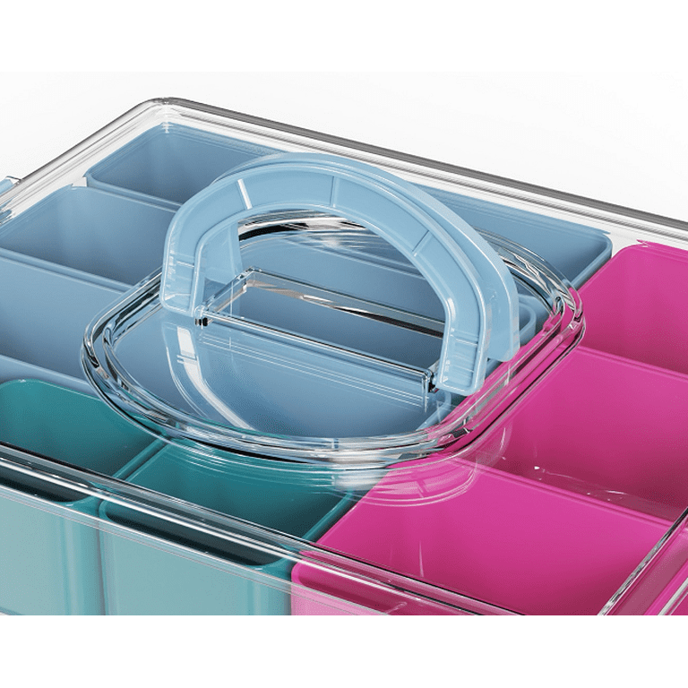 blue and pink tackle box Pen+gear Teacher Tackle Box with Multiple Compartments, Pink and Blue