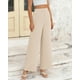 thumbnail image 2 of Pantalones de pierna ancha BTFBM para mujer, elásticos, cintura alta, color Palazzo Beige, 2 of 9