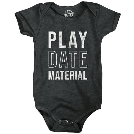 

Play Date Material Baby Bodysuit Funny Kids Playing Joke Jumper For Infants (Heather Black - PLAY) - 18 Months