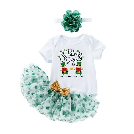 

Fsqjgq Teen Outfits Girls Baby Girls Cotton Print Autumn St. Patric.K s Day Short Sleeve Romper Bodysuit Skirts Headbands Outfits Clothes Cute Athletic Top Cotton D 59