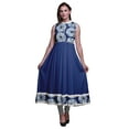 thumbnail image 1 of Bimba Robe Shibori Anarkali Bleu Indigo pour Femmes, Kurti Imprimée Ethnique Indienne, Longue Kurta, Robe de Soirée, Très Grand, 1 of 6
