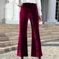 thumbnail image 7 of hotojiny Women Velvet Flare Pants High Waisted Wide Leg Bell Bottom Trousers Elegant Business Casual Dress Pants, 7 of 7