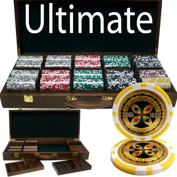 500 Ct Ultimate Walnut Wooden Case Poker Chip Set