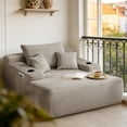 thumbnail image 4 of Leumius Boneless Couch, Lounge Chair corduroy with Wide Armrest & Throw Pillows, Cozy Boneless Sleeper Sofa Bed Armchair with Cup Holder for Living Room, Bedroom, No Assembly Required,Coffee, 4 of 9