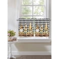 thumbnail image 4 of Gnomes Sunflowers 2 Panel Kitchen Curtains for Small Windows, Pastoral Botanical Black White Plaid Wooden Bathroom Tier Curtain, Short Window Treatment for Bedroom/Living Room 55"x36", 4 of 6