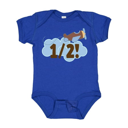

Inktastic Half Birthday Boy Airplane Plane Gift Baby Boy Bodysuit