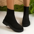thumbnail image 5 of Black Women'S Knit Boots With A Stretchy Elasticized Upper Chunky Low Heel For A Snug And Stylish Fit, 5 of 9