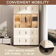 thumbnail image 4 of Barara King Bedroom Armoire Storage Cabinet,Wardrobe,Portable Wardrobe Closet Storage Organizer with 17 Magnetic Doors & 1 Hanging Rod, White, 4 of 11