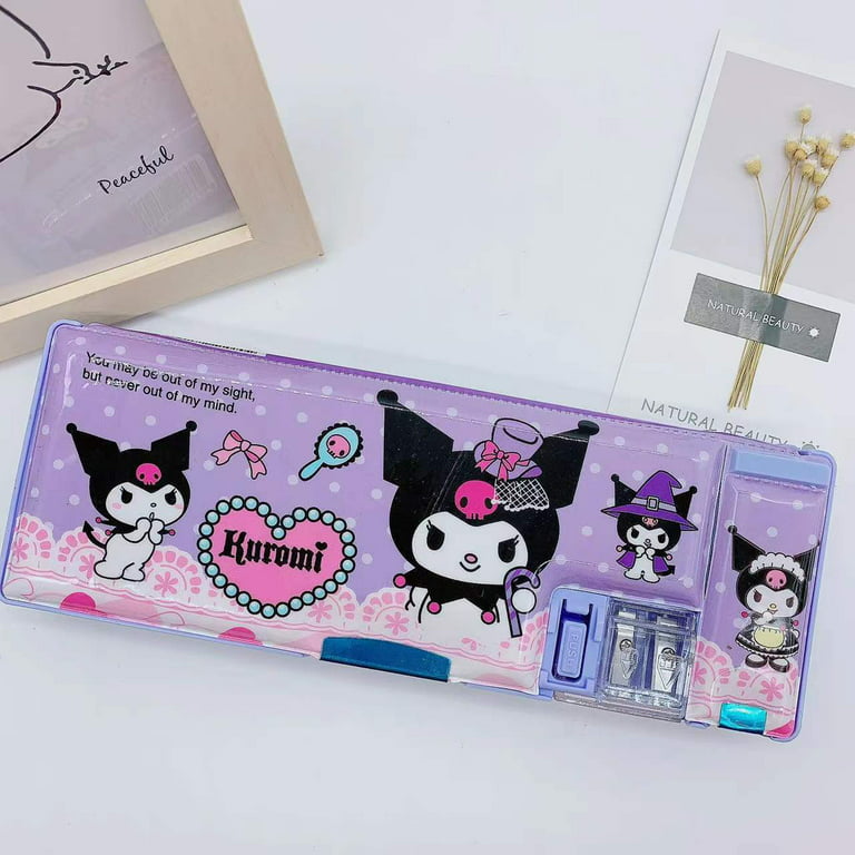 Yi Zheng Sanrio Melody Kuromi Hello Kitty Cinnamoroll Pochacco Double-Sided Pen Case Stationery Box for Students Pencil Case