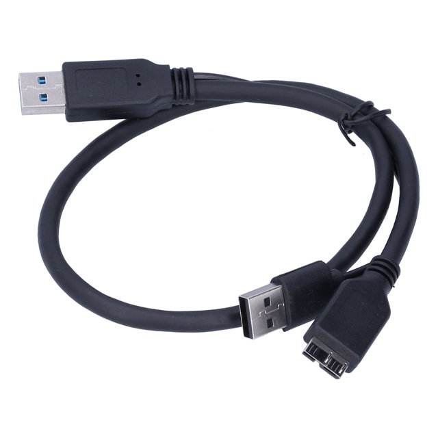 Cable Power Data Cable USB-A to USB 2.0 Micro B Y Type Male to Male for Mobile Hard Disk Black