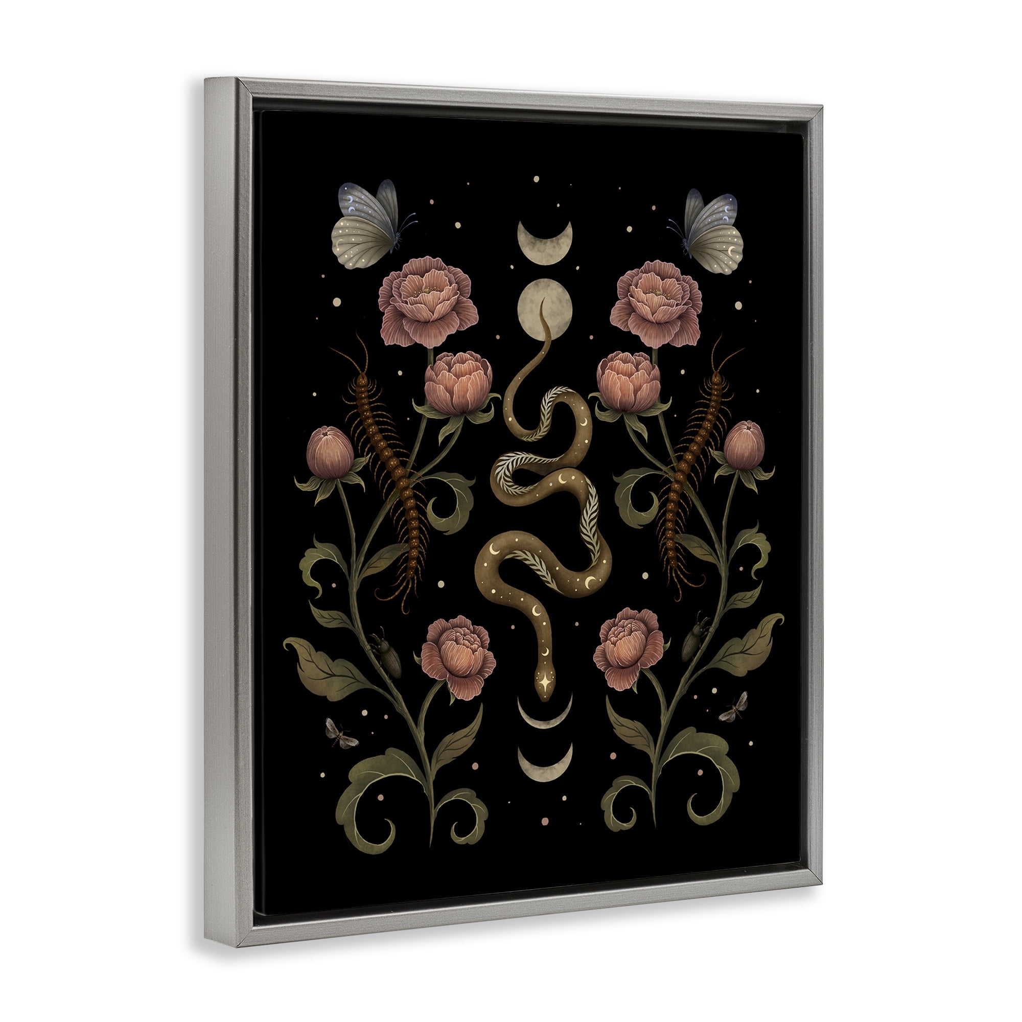 Stupell Industries Serpentine Garden Symmetry Gray Framed Floater Canvas Wall Art, design by Episodic Drawings
