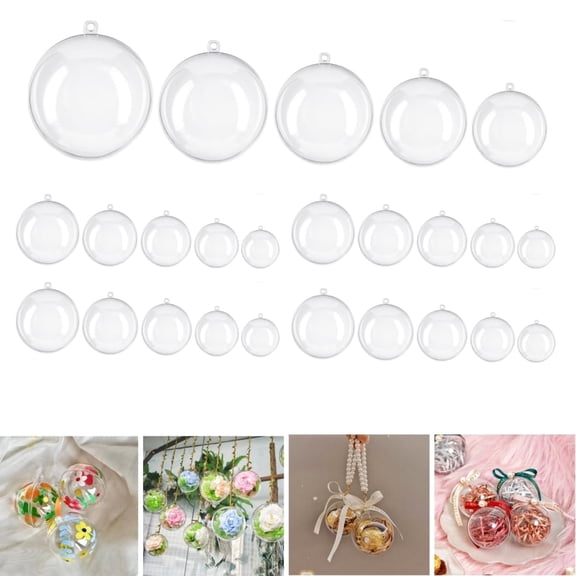 Christmas Clear Plastic Fillable Ornaments,DIY Crafts Hanging Ornaments,5-Size Christmas Hanging Pendants for Xmas,Wedding,Party
