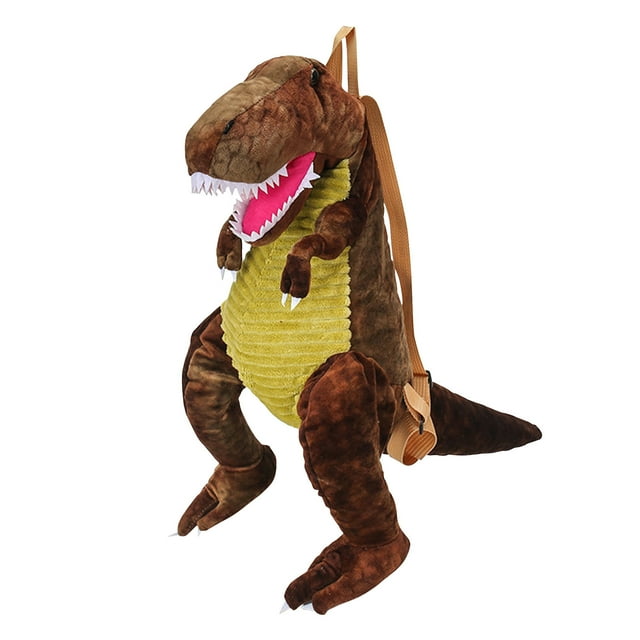 Dinosaur Backpack Personalized Dinosaur School Bag Childrens Bag Plush Bag Backpack with a 3D dinosaur design in brown and green plush material. This kids backpack features adjustable shoulder straps, durable zippers, and spacious compartments for books, snacks, and toys. Perfect for school, camping, or as a plush dinosaur bag gift for children.