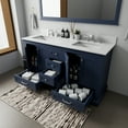 thumbnail image 4 of Dukes 60 in W Navy Blue Double Vanity, Cultured Marble Top, Faucet Set, and 58 in Mirror, 4 of 10