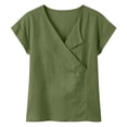 thumbnail image 4 of Cotton Linen Shirts for Women Summer V Neck Linen T Shirts Top Womens Casual Solid Loose Fits Lightweight Breathable Comfy Short Sleeve Tee Shirts, 4 of 6