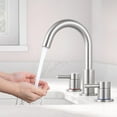 thumbnail image 3 of 8" 2 Handle Brushed Nickel Widespread Bathroom Faucets for Sink 3 Hole, Faucet for Bathroom Sink with Pop Up Drain and cUPC Lead-Free Faucet Supply Hose - Chromium Plating, 3 of 5