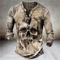 thumbnail image 5 of HSHDLDF T-Shirt Rétro Cool à Motif de Crâne pour Hommes, Manches Longues, Mode (C,S), 5 of 5