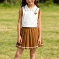 thumbnail image 2 of Girls Two Piece Outfits Sleeveless Collared Top and Pleated Skirt Heart Detail Sizes 5-6 Yearseas, 2 of 7