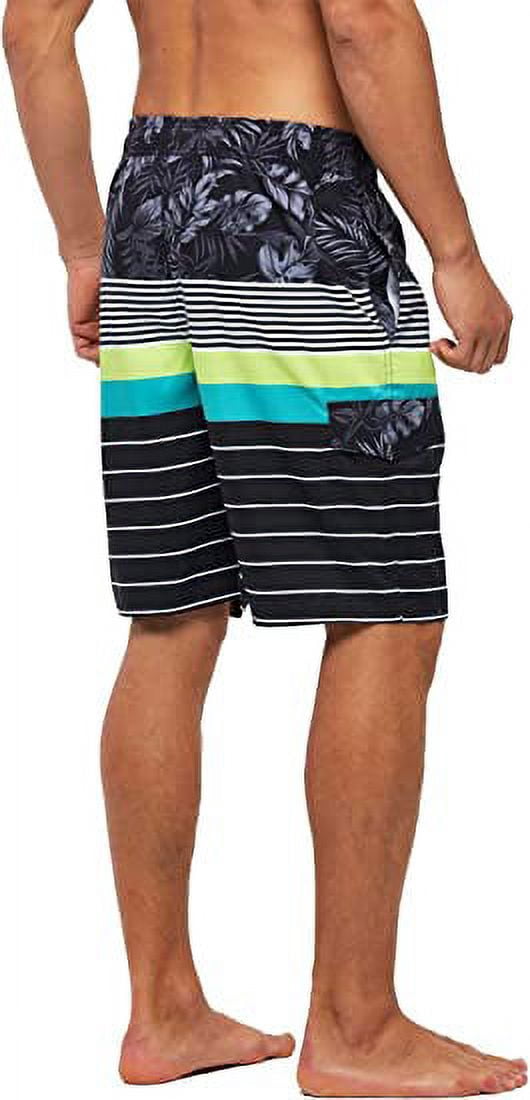 Tyhengta Men's Beach Pants Quick Drying Swimming Trunks Mesh Lining Flower stripe 36