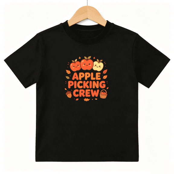 Apple Picking Crew Autumn Fall Boys Graphic Tees Cute Orchard Kids T-Shirt 100% Cotton Short Sleeve Tops Ages 4-13Y