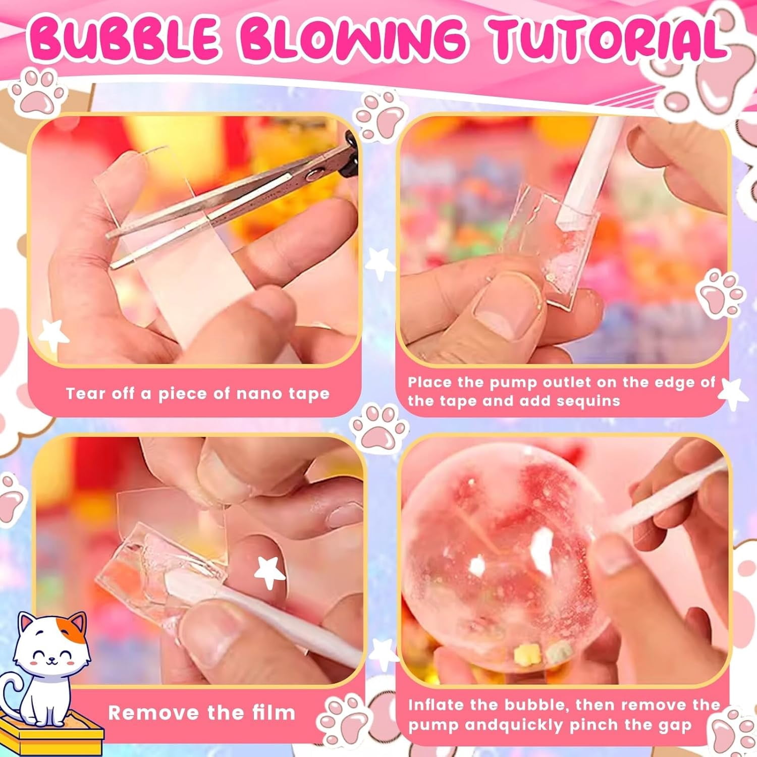 CEDQ Nano Tape Bubble Kit for Kids with Box, Squishy Maker Making Kit, Nano Tape Bubbles, Toys for Girls with Step-by-Step Video Tutorials for Kids 5-12 Years Old Gifts