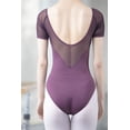 thumbnail image 3 of Summer Basic Sexy Club Leotard T Shirt Tops Bodysuit Mesh Short Sleeve Low V Back, 3 of 4