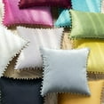 thumbnail image 3 of ZOELNIC 18"x18'' Pack of 2 Pom Poms Velvet Cushion Cover Decorative Throw Pillow Covers for Home Bench Sofa Bed, Gray, 3 of 5