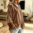 thumbnail image 5 of Textilo Womens Velvet Hoodies 3/4 Batwing Sleeve Drawstring Hoodie Hooded Solid Color Pullover Tops 2026 Fall Winter Fashion Lightweight Y2k Clothing,Khaki 2XL, 5 of 6
