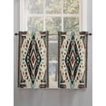 thumbnail image 3 of Kitchen Curtains 54 Inches length, Boho Red Teal Brown Window Treatment Curtain Drapes, Southwestern Retro Geometric Decorative Window Curtains for Bedroom Cafe, 52"x54", 2 Panels, 3 of 7