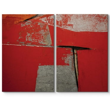 wall26 Canvas Print Wall Art Set Faded Red Grunge Color Splash Abstract Patterns Digital Art Modern Art Chic Scenic Colorful Multicolor for Living Room, Bedroom, Office - 24"x36"x2 Panels