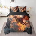 thumbnail image 2 of Castle Fairy Animal Dragon Bedding Comforter Set 7 Pieces for Female Men Adults,Abstract Magical Wildlife Full Bedding Set Lightweight,Orange Yellow Fitted Sheet Flat Sheet,Ultra Soft Home Decor, 2 of 7