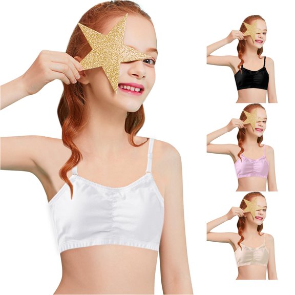 Girls Soft Training Bust Wrap Solid Color Non‑Wire Comfortable Growing‑Period Sling Bra