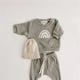 thumbnail image 2 of Gibobby Conjunto para bebé niña Trajes de otoño para niño niña sol estampado de arcoíris Top de manga larga y conjunto de pantalones largos chándales para pequeños(Gris, 3-6 Meses), 2 of 3