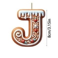 thumbnail image 2 of Gingerbread Letter J Ornament Christmas Hanging Decoration with Festive Design for Holiday Tree Party Home Office Décor Unique Gift Keepsake for Seasonal Celebration Display, 2 of 4