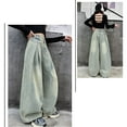 thumbnail image 5 of XQYLOS Teen Girls High Waist Button Fly Baggy Jeans Wide Leg Loose Fit Y2K Streetwear Denim Pants 𝖲tretch Comfort with Functional Pockets, 5 of 9