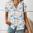 thumbnail image 5 of Cavosen Button up Shirt Women Short Sleeve Plus Size Collared Hawaiian Tropical Print Summer Blouse Pullover Button down Vacation Tees Loose Fit Resort Beach Tops Workout 4XL, 5 of 7