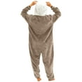 thumbnail image 7 of Unisex Onesie Adult Sleepwear Loose Funny Hooded Outfit Plush Winter Warm Pajamas with Pocket Khaki M, 7 of 7