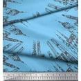 thumbnail image 1 of Soimoi Blue Cotton Voile Fabric Text & Monuments Architectural Print Fabric by the Yard 42 Inch Wide, 1 of 3