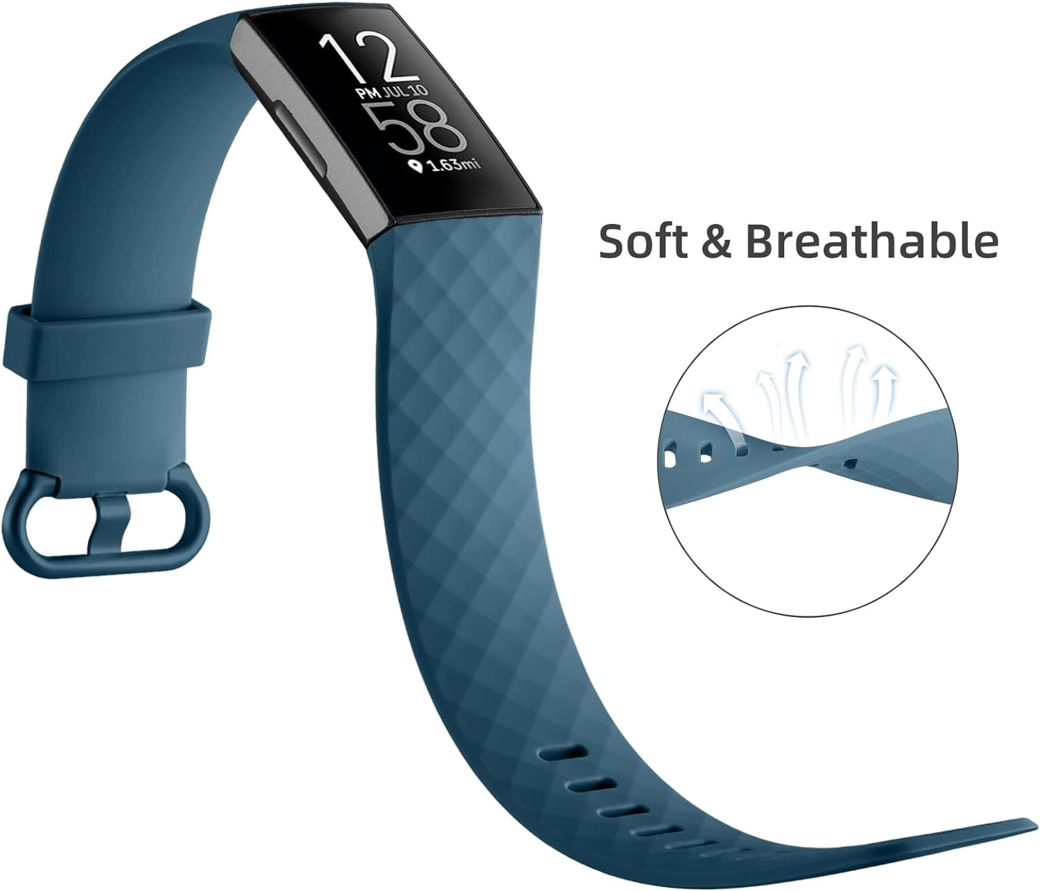 Wepro Waterproof Bands Compatible with Fitbit Charge 4 / Charge 3 / Charge 3 SE for Women Men, 3-Pack, Small, Large/Black/Navy Blue/Blue Gray