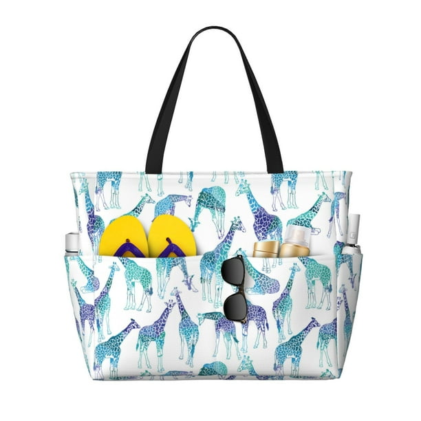 Fotbe Cool Giraffe Bolsa de Viaje para Playa - Resistente al Agua, Bolsa Tote de Gran Capacidad y Ligera con 7 Bolsillos para Mujeres y Hombres